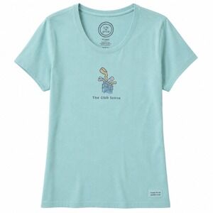 Life Is Good Women Aqua Blue The Club Scene Golf Graphic Tee Shirt Size Medium